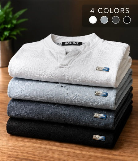 Premium Textured Henley Shirt – Stylish Full Sleeve Casual Wear