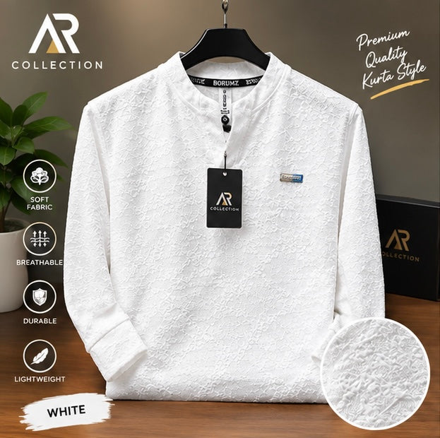 Premium Textured Henley Shirt – Stylish Full Sleeve Casual Wear