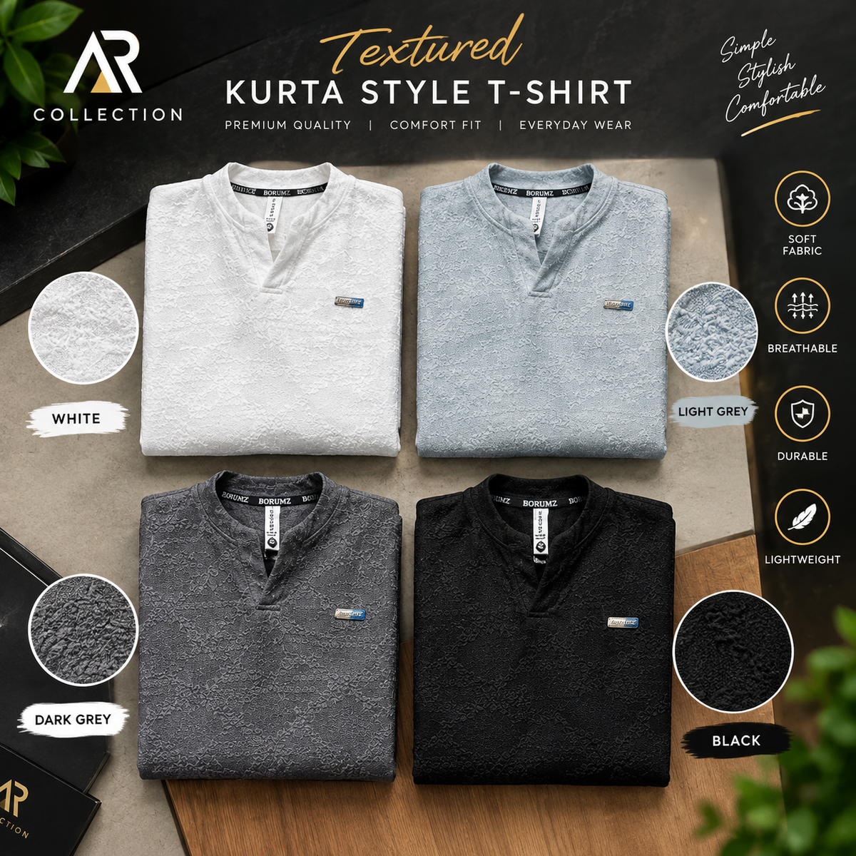 Premium Textured Henley Shirt – Stylish Full Sleeve Casual Wear