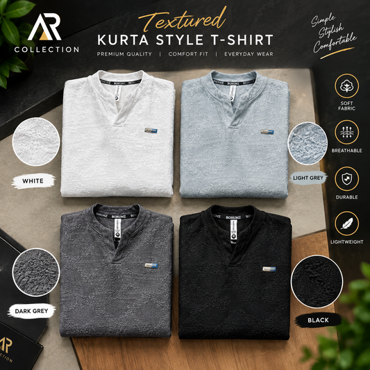 Premium Textured Henley Shirt – Stylish Full Sleeve Casual Wear
